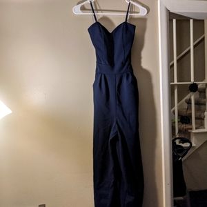 Navy Blue Jumpsuit with pockets and bow